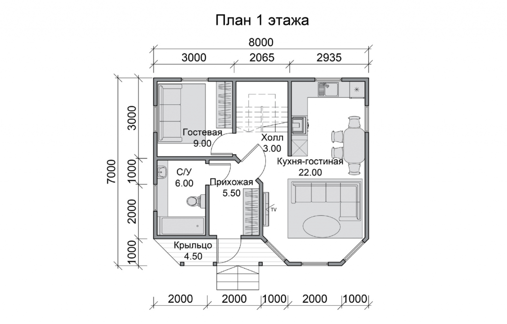 Дом из бруса 7х8 «Мирослав»5