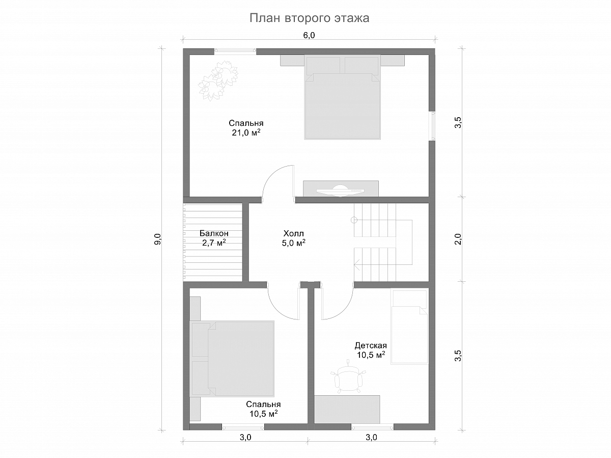 Дом из бруса 7х9 «Азей»2