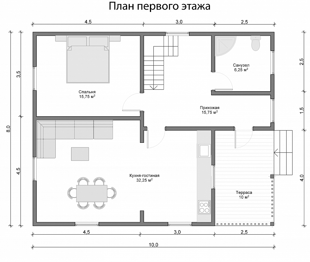 Дом из бруса 8х10 «Алатор»1