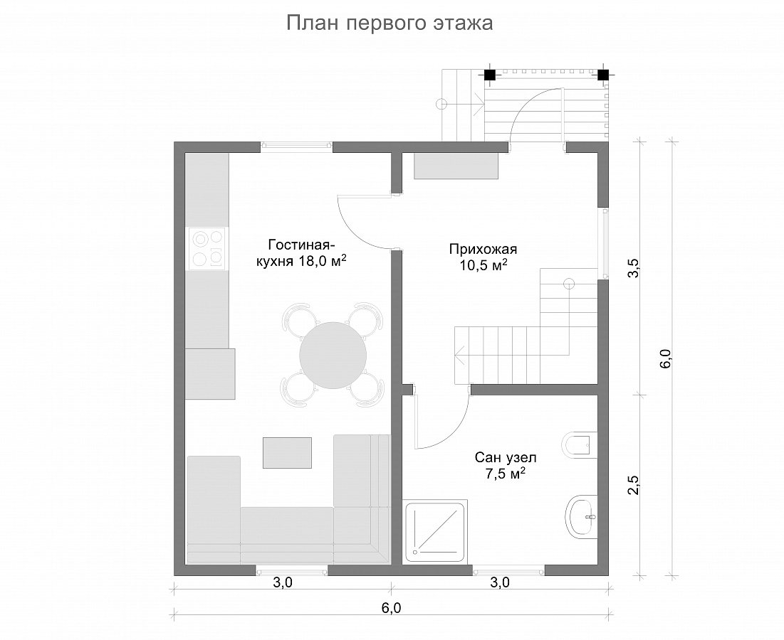 Дом из бруса 6х6 «Нестор»1