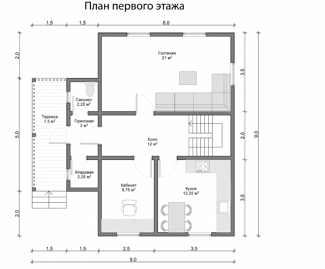 Дом из бруса 9х9 «Степан»1