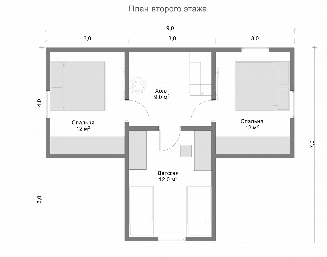 Дом из бруса 7х9 «Ермолай»2